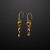 A pair of Roman Gold and Garnet Drop Earrings, ca. 1st century CE