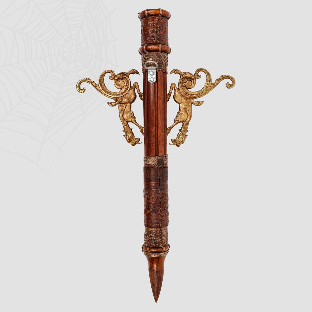 An Impressive, Exhibited Gilt Bronze Dragon Mounted Vampire Stake, 19th century