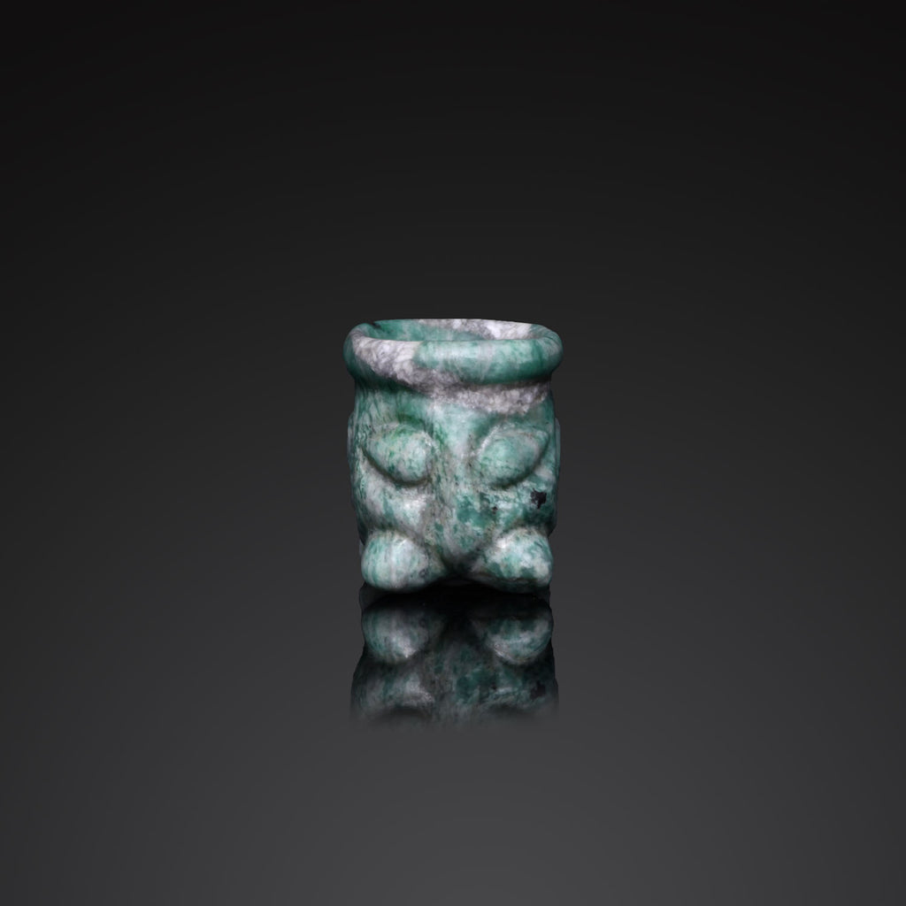 A rare Mayan Miniature Jade Votive Vessel, Classical Period, ca. 550 - 950 CE