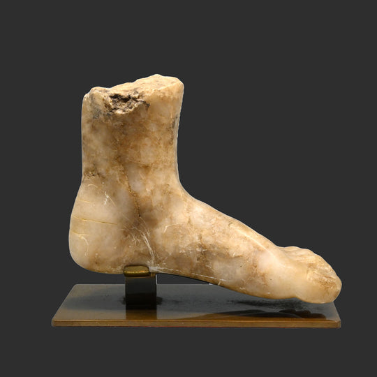 A Roman Marble fragment of a Left Foot, Roman Imperial Period, ca. 1st century CE